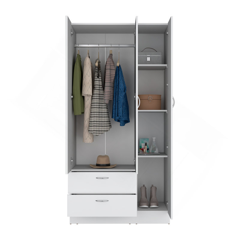 Armoire Haddam, chambre à coucher, blanc, Blanc