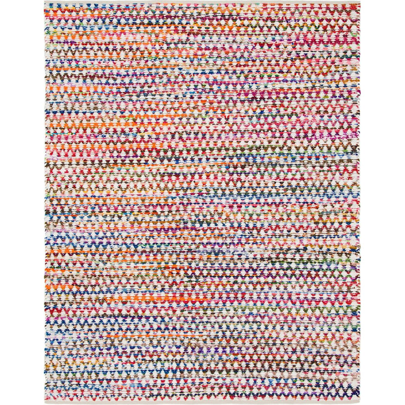 Tapis rose / jaune tressé à la main Marcantel, Rectangulaire 8 pi x 10 pi