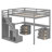 Storage Loft Beds, Solid Wood Full Size Modern Home Study Design