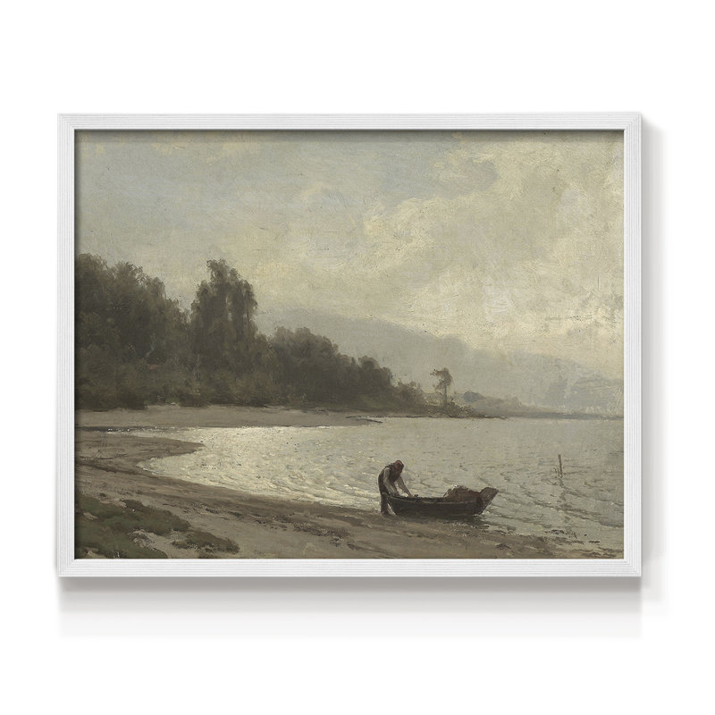 Motif nautique rétro - impression encadrée - réversible, H 8 po x l 10 po, Blanc