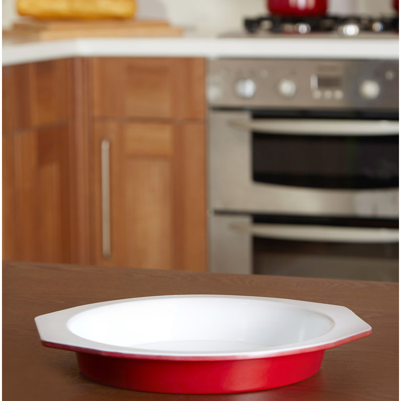 Ceramic Coated Deep Round Cake Tin in Red/White