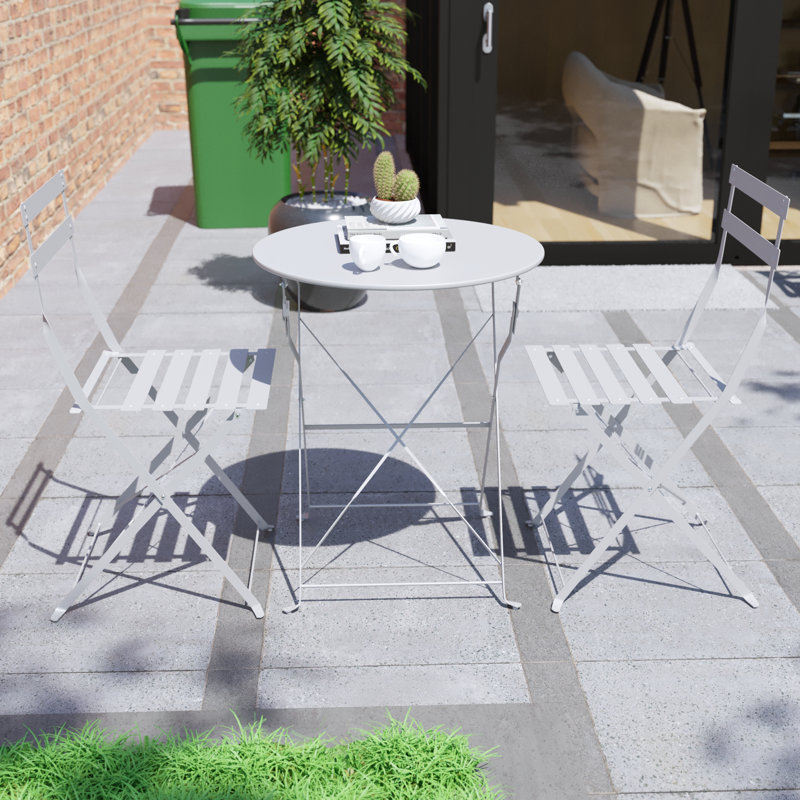 Rimma 2 - Person Patio Dining Set with Round Table, Light Grey