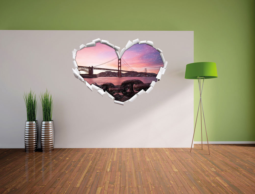 Wandtattoo Golden Gate Bridge im Sonnenuntergang mit Buntstift-Effekt