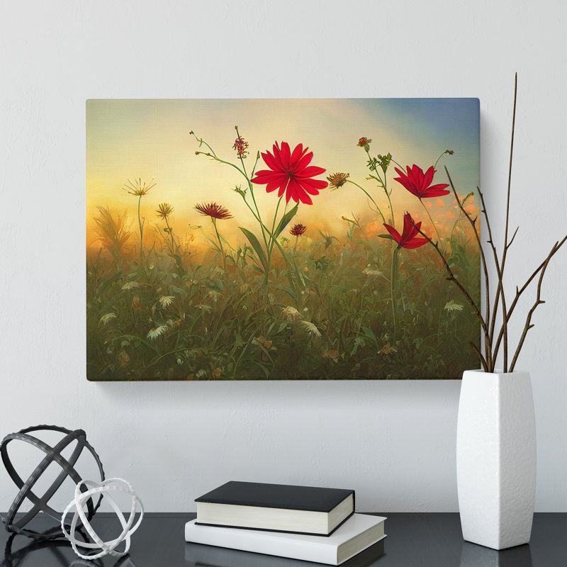 Dramatic Wildflowers Floral - Wrapped Canvas Photograph - Wrapped Canvas, 35cm H x 50cm W x 3cm D