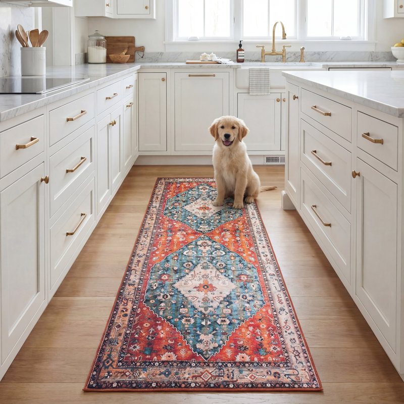 Sonia Oriental Beige/Blue Area Rug, Round 4'