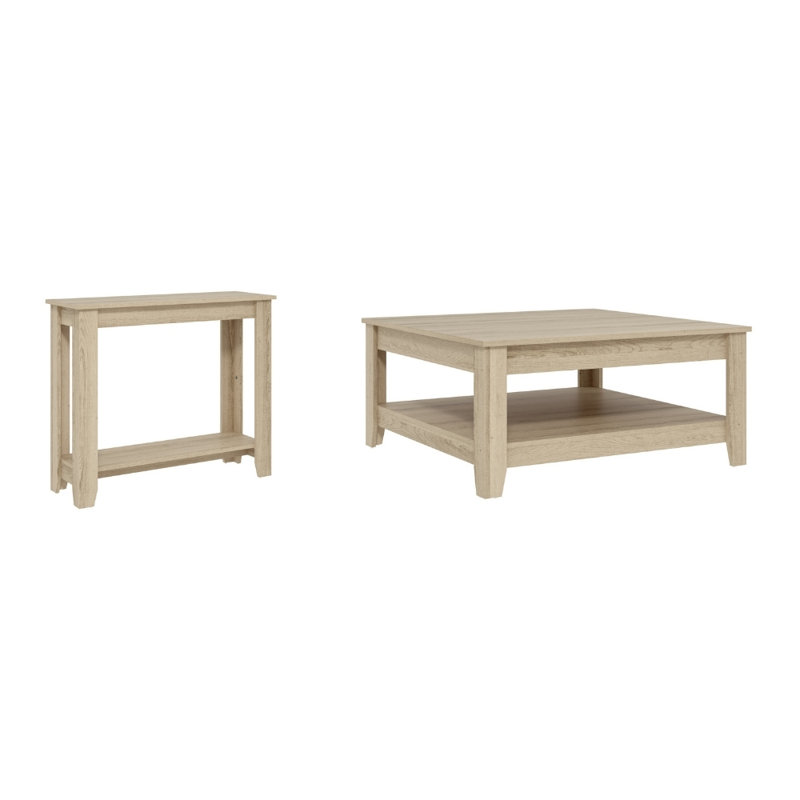 Ensemble de table de salon 2 pièces Weddel Basilico, Chêne d'Oslo, Oslo Oak, 2 Pieces: Coffee Table, Console Table