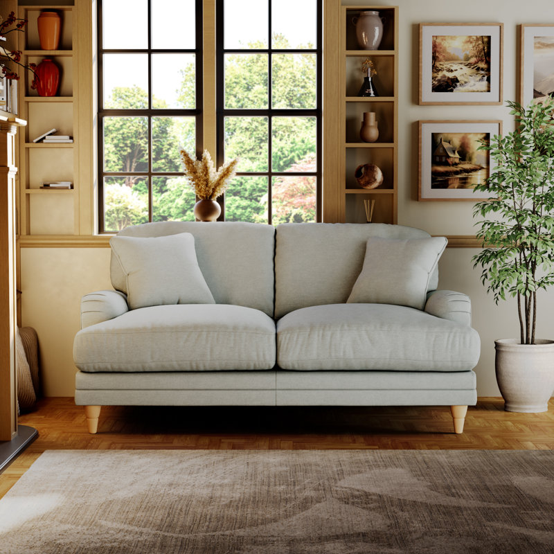 Adaku 2 Seater Sofa, Sky, Country Oak