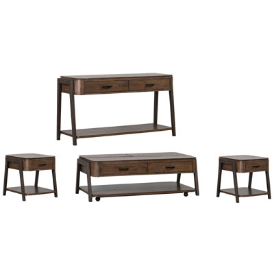 Table de cocktail à plateau relevable avec 2 tables de bout et canapé