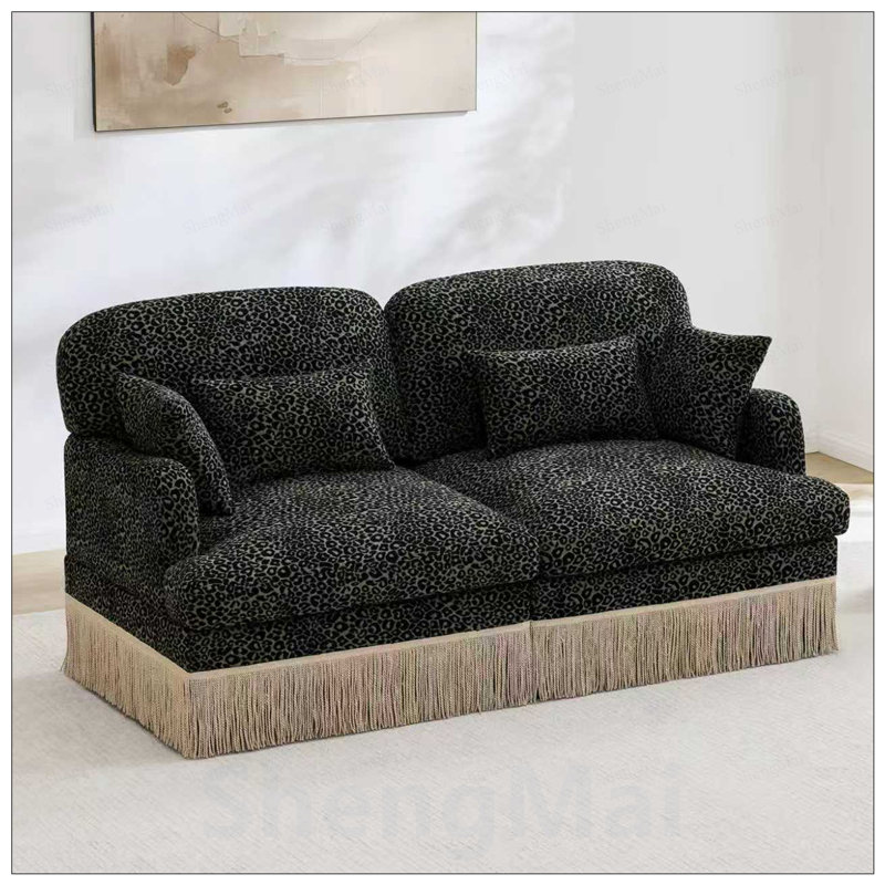 Canapé Comfy Chenille Leopard, Green/Black, 69.2" W