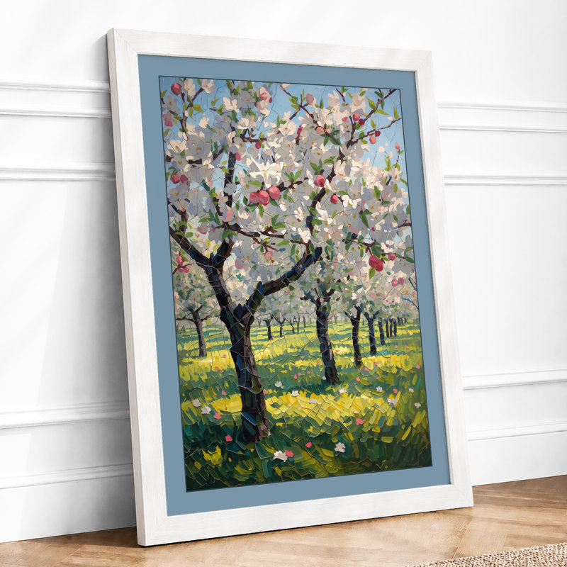 Spring Orchard in Bloom Botanical - Framed Print, A4 - 29.7 x 21.0 cm, White