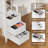 Gaming Desk with LED Lights, Home Office Desk with Built-in Power Outlets, USB Charging, Storage Drawers, Modern Computer Desk with Monitor Stand, PC Tower Stand & Headphone Hook, White-1379806442-1379806440