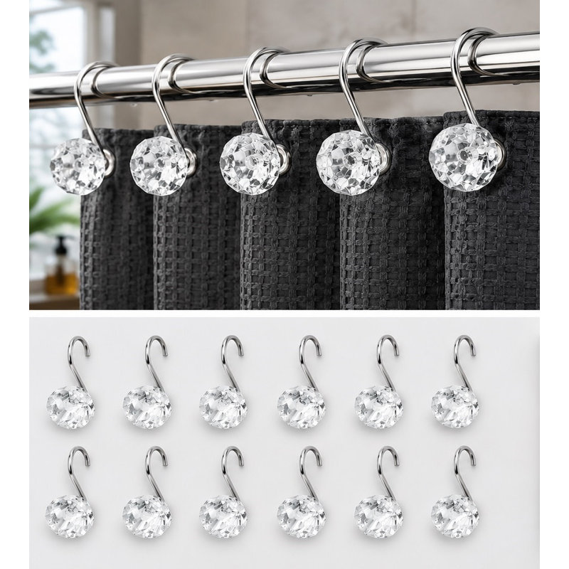 Rust Resistant Shower Curtain Hook, Clear