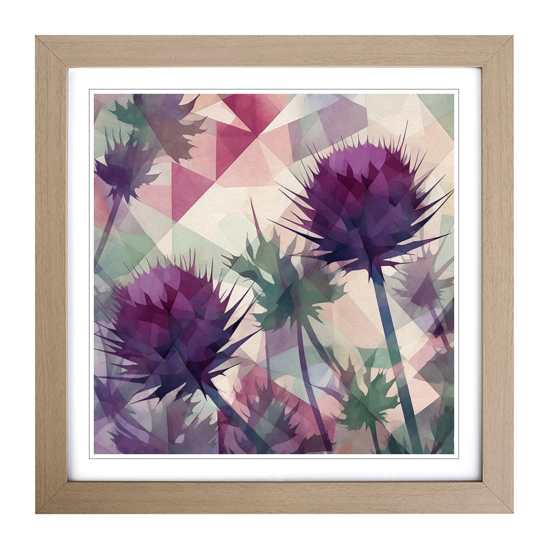 Thistle Geometric - Framed Print, Oak
