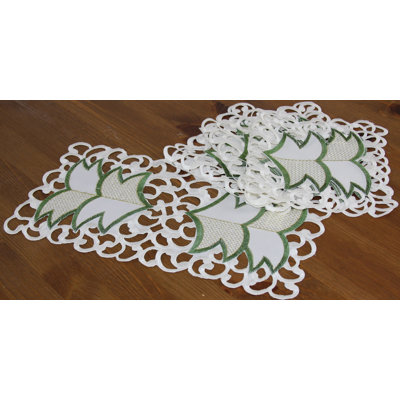 Salley Embroidered Cutwork Holiday Traycloth/Runner