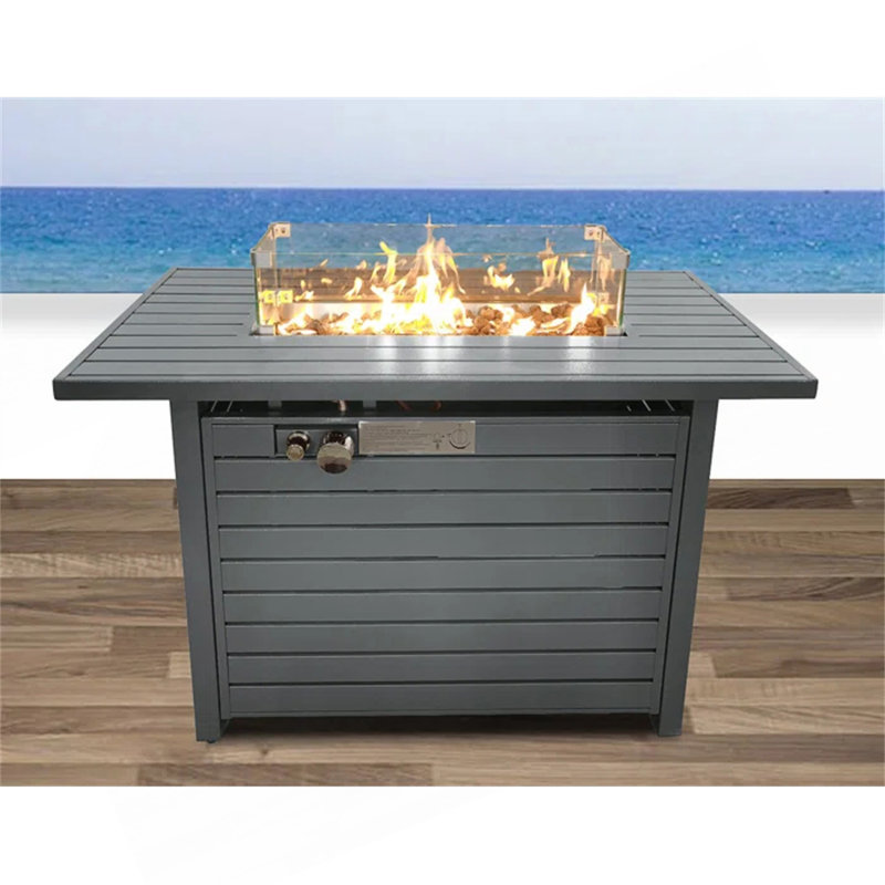 Foyer de table en acier au propane de 42 po x H 25 po avec couvercle