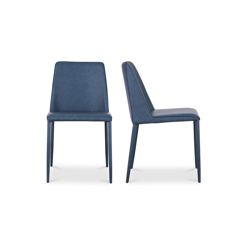 Nora Upholstered Dining Chair, Blue Faux Leather