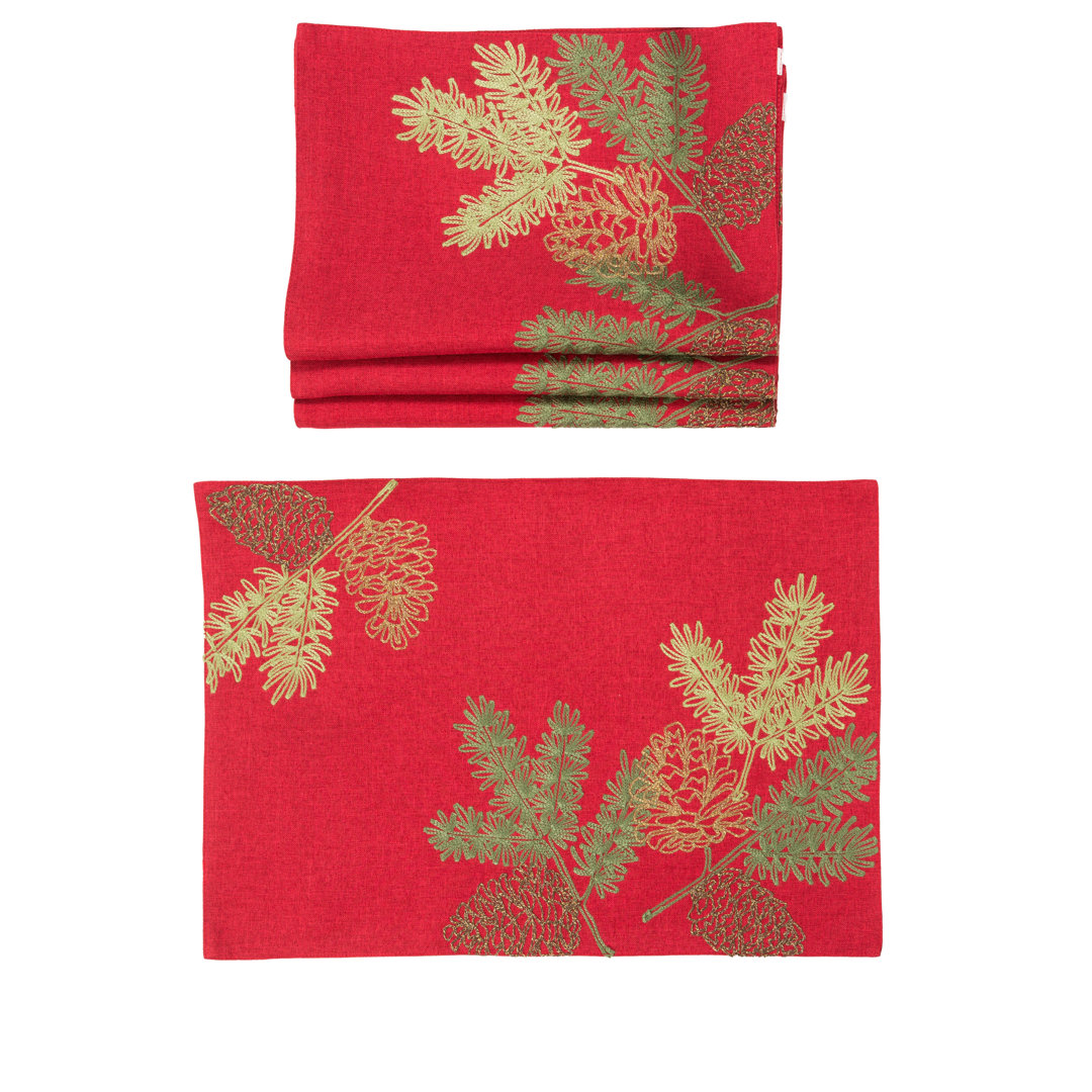 Decimus Polyester Embroidered Square Placemat (Set of 4) The Holiday Aisle®