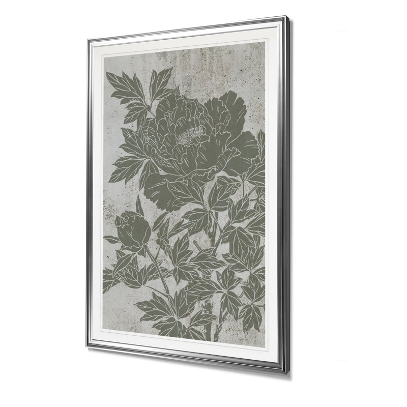 Blooming pivoine II - impression, H 30 po x l 22 po x P 1,5 po, Cadre argenté