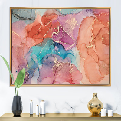 Bleu et brun, luxe abstrait, fluide, peinture à l'huile - Peinture sur toile