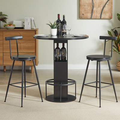 Ensemble de table de bar et tabouret 3 pièces 31,5 pouces Table de bar ronde avec deux tabourets