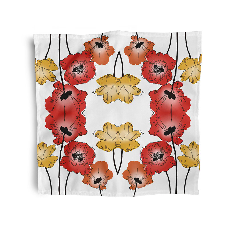 Chavalier Polyester Floral Square Napkin, Red