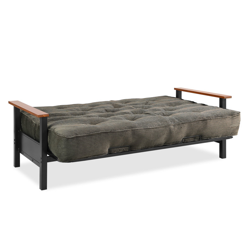 Futon et matelas Mcbroom, Velours côtelé couleur sauge