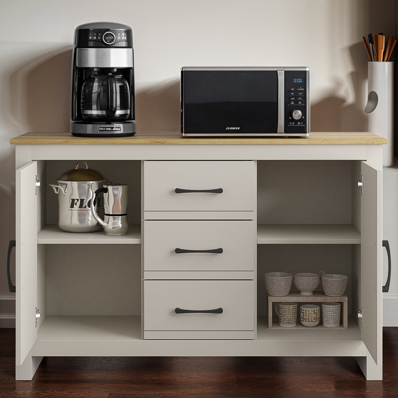 Limestone Wide 2 Door 3 Drawer Sideboard, Grey