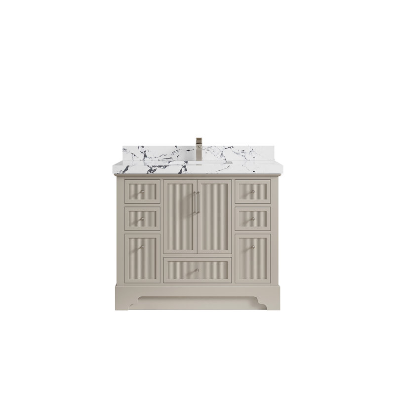 Alys 42'' Single Bathroom Vanity with Quartz Top, Viola Night