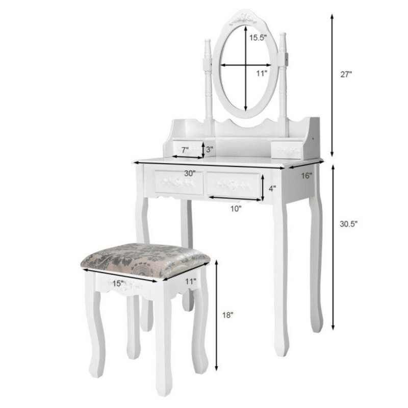 Ensemble coiffeuse et tabouret Edna