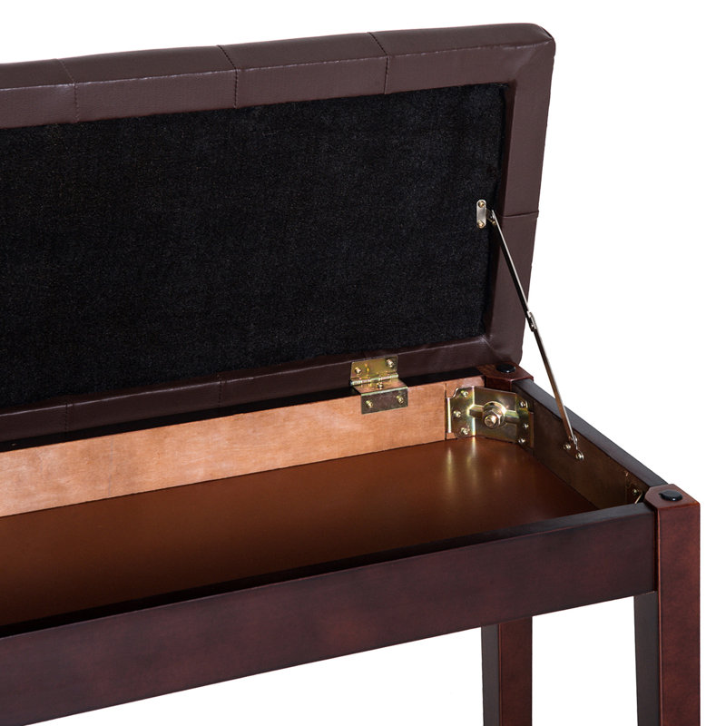 Duet-Ready Keyboard Bench In Brown With Faux Leather Cushion And Wooden Base Duet- Piano Stool Stable Structure