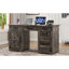 Bureau de direction 55 po avec station de charge et prise de courant, bureau d'ordinateur personnel avec 5 tiroirs et armoire, table de travail en bois rustique avec tiroir classeur, gris rustique