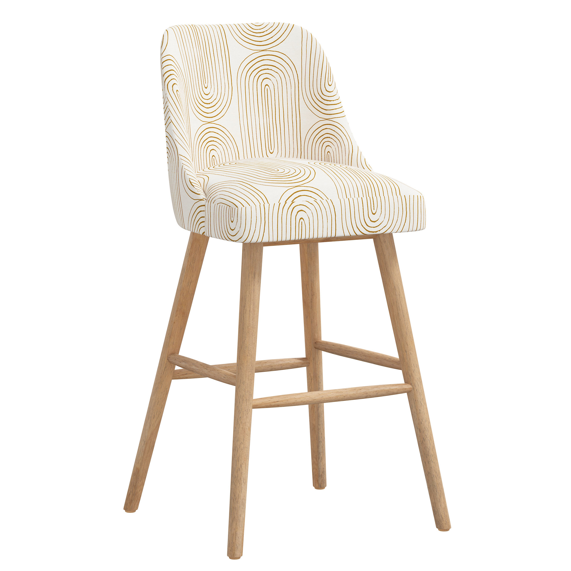 Gallie Bar & Counter Stool, Natural Wood, Oblong Mustard, Bar Stool (31” Seat Height)