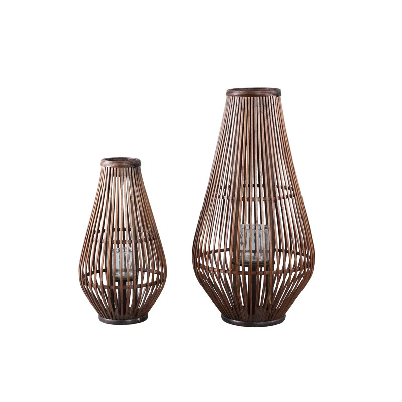Lantern- Glass, Brown, 68cm H x 35cm W x 35cm D