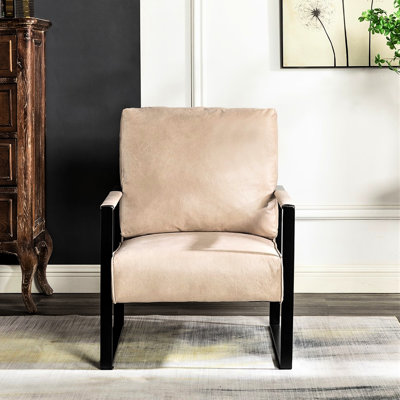 Chaise avec accoudoirs en microfibre Camel