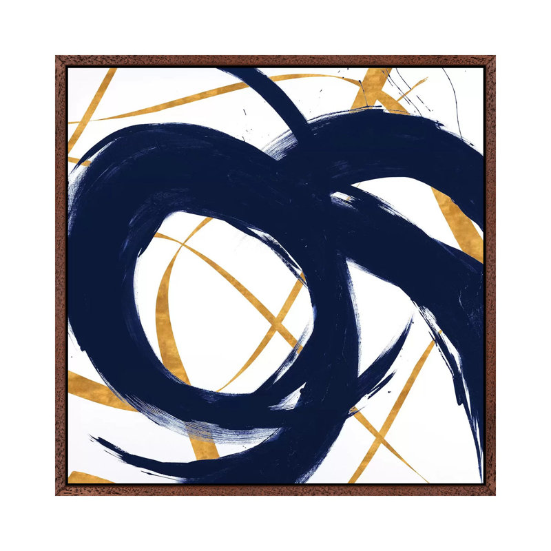 Strokes II by Megan Morris - Print on Canvas, Classic Brown Wood Floater Framed, 93.98cm H x 93.98cm W x 3.81cm D