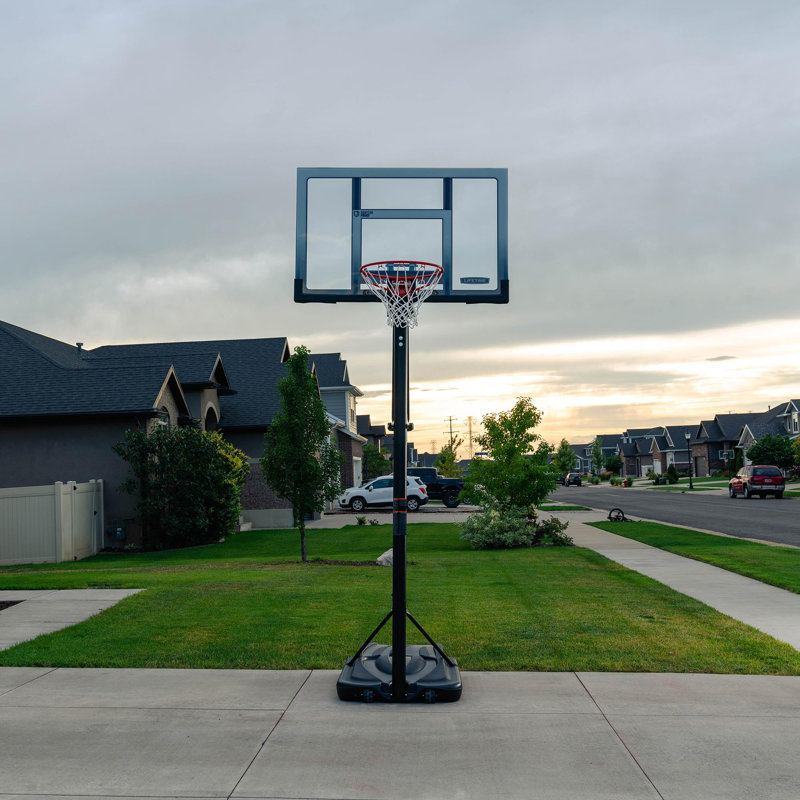 Lifetime Adjustable Height 52'' W Steel Portable Full-Size Basketball Hoop with Breakaway Rim