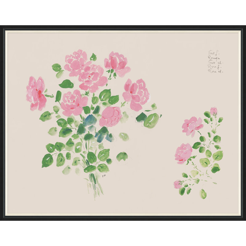 Rose Bouquet Print by Paule Marrot, Black Framed, 43" H x 54" W x 1.25" D