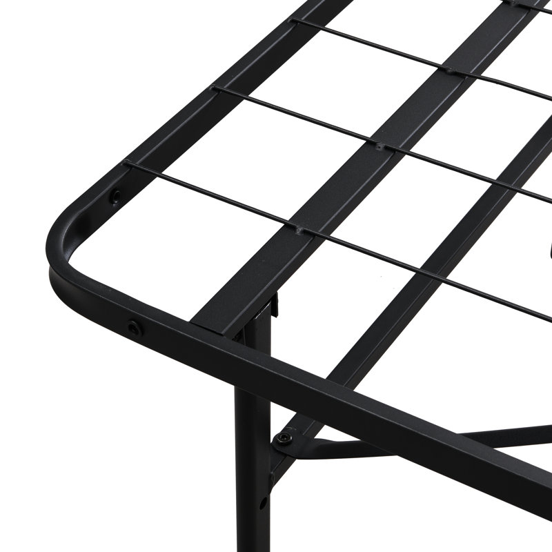 Heavy Duty Queen Metal Platform Bed Frame 14 Inch High, Folding, Stable Steel Structure, Under Storage Size Folding Inches Tall, Easy Assembly, Storage, Black Colour