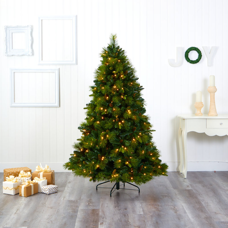 Lighted Artificial Pine Christmas Tree, 6.5' H