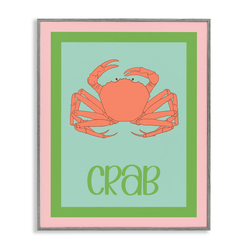 Giclée encadrée de crabe Coastal Cuisine, design par Christine Becker, H 14 po x l 11 po, Estampe numérique Farmhouse