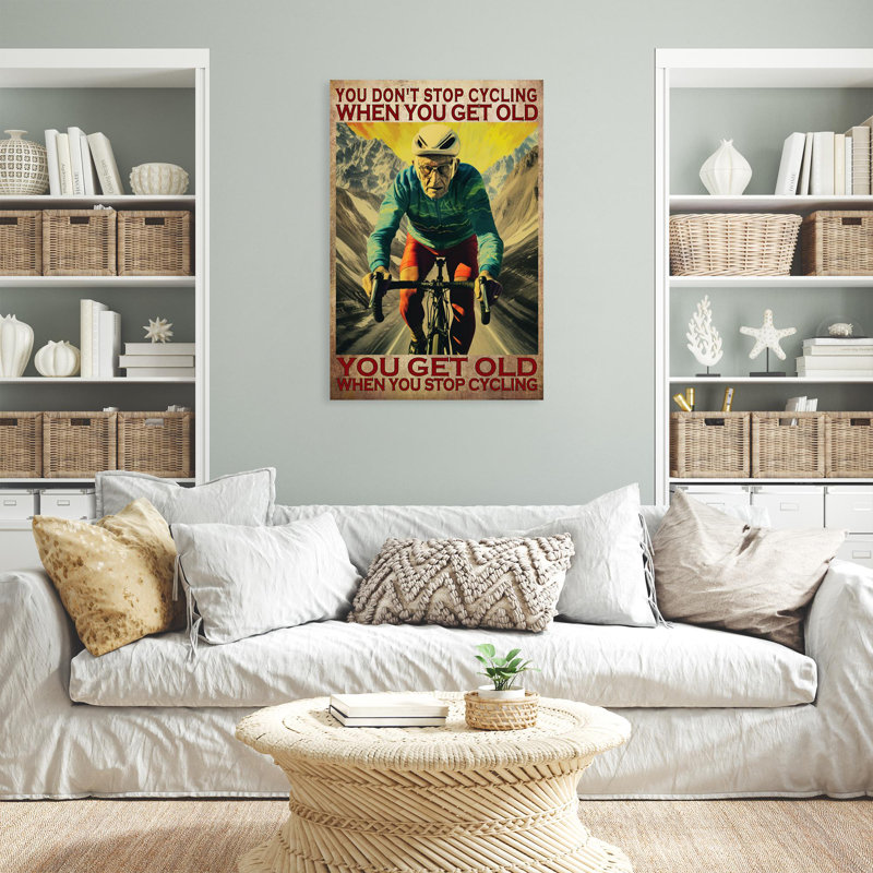 Impression sur toile, "You Get Old When You Stop Cycling" - 1 pièce Rectan, H 14 po x l 11 po x P 1,25 po