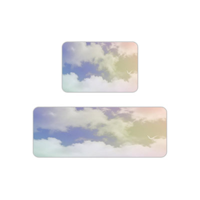 Ensemble de 2 tapis de cuisine arc-en-ciel pastel, tapis de sol pour la maison et tapis pour la cuisine et la chambre à coucher