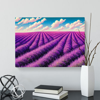 Artsy Lavender Flower Field - Wrapped Canvas
