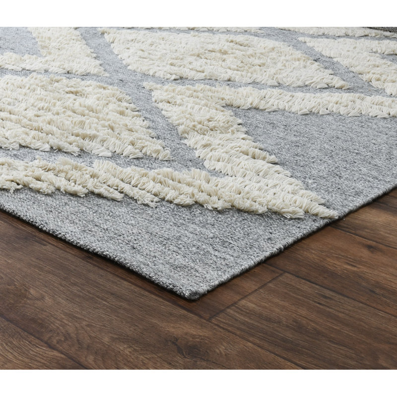 Warren Flatweave Geometric Area Rug in Gray/Ivory, Rectangle 2' x 3'