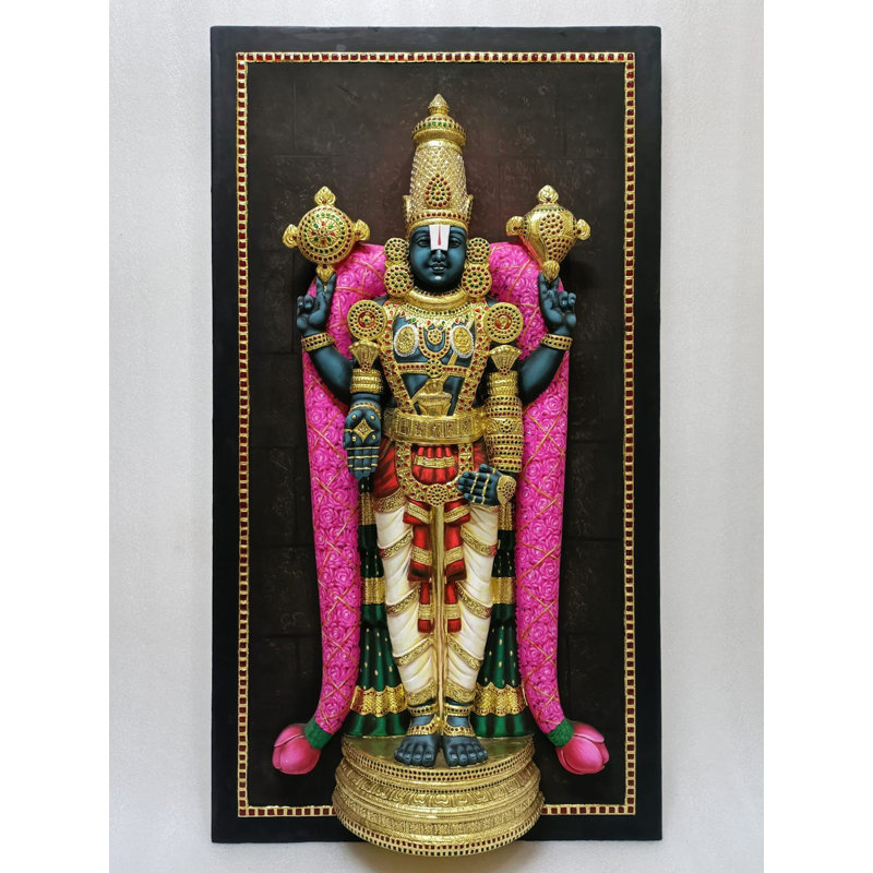 Peinture Venkateshvara (Tirupati Balaji) Tanjore | Avec cadre | Super visage en relief 3D