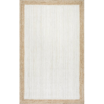 Tapis blanc cassé en jute tissé à la machine avec bordure Palermo
