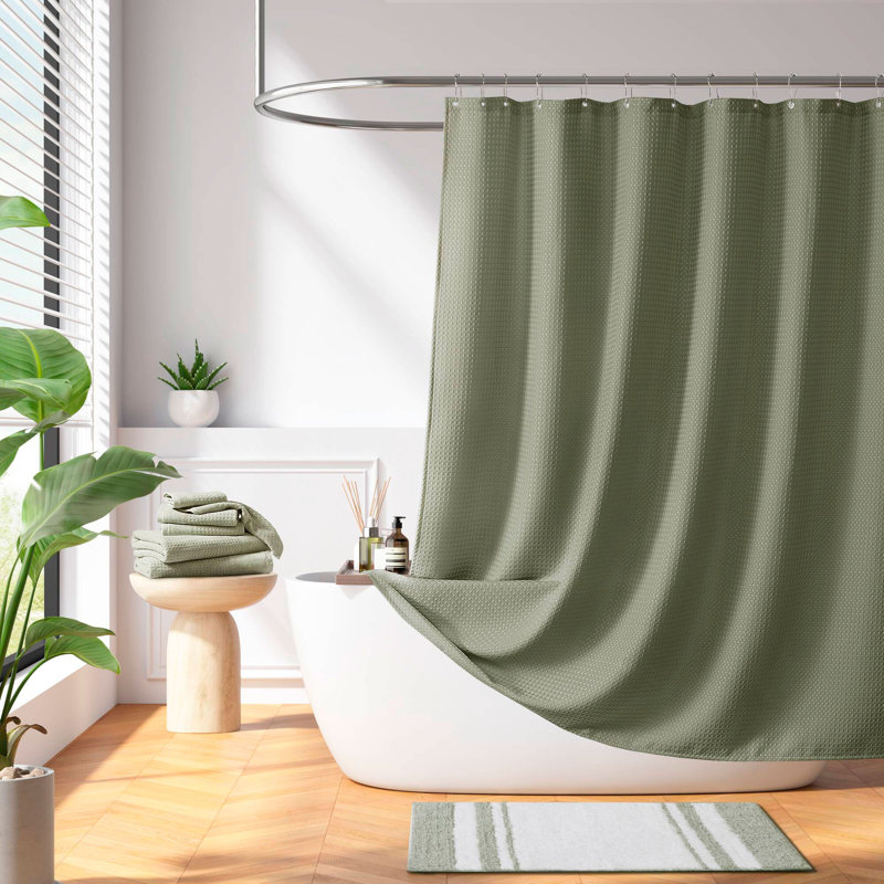 Rideau de douche Arbor Waffle, L 72 po x L 72 po, Vert sauge