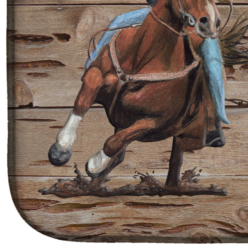 Tapis de séchage racer demi-tonneau rodeo cowgirl