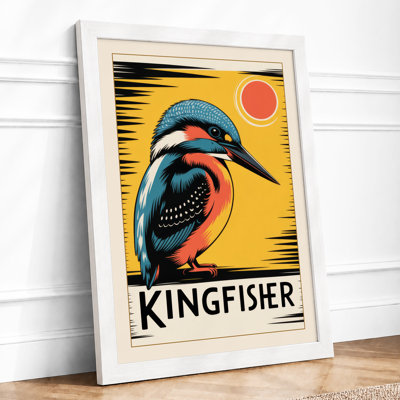 Kingfisher Sun Art Deco - Framed Print