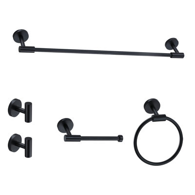 Ensemble d'accessoires de salle de bain 5 pièces, quincaillerie de fixation murale en aluminium et acier inoxydable
